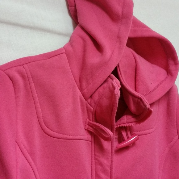 Girls - Pink Hooded Fleece-like Jacket - Large - Picture 4 of 9